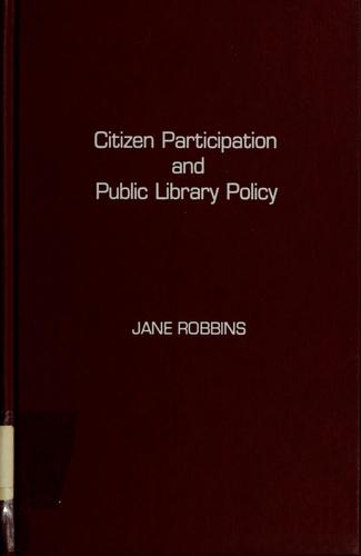 Cover for Citizen participation and public library policy