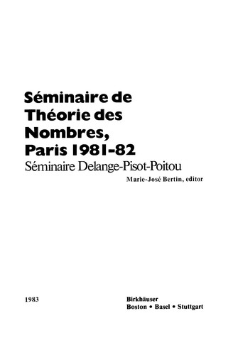 Cover for Seminaire De Theorie Des Nombres, Paris 1981-82