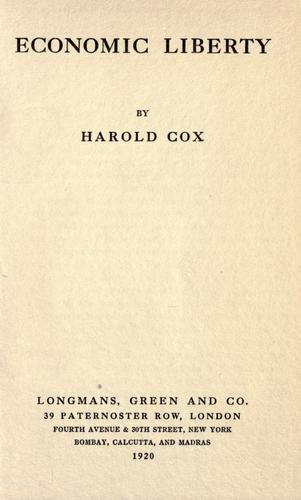 Cover for Economic liberty