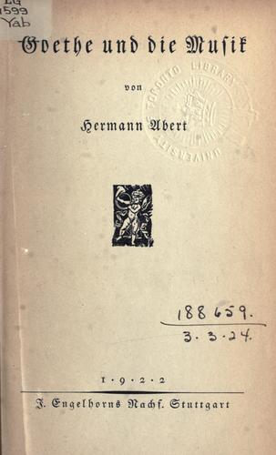 Cover for Goethe und die Musik.