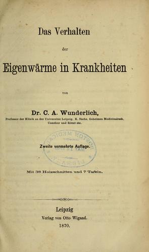 Cover for Das Verhalten der Eigenwärme in Krankheiten