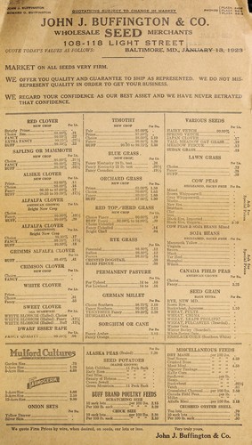 Cover for John J. Buffington & Co. [price list]