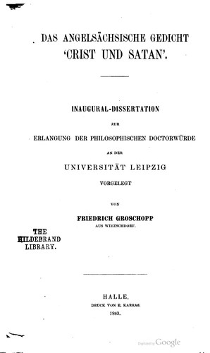 Cover for Das angelsächsische Gedicht Crist und Satan