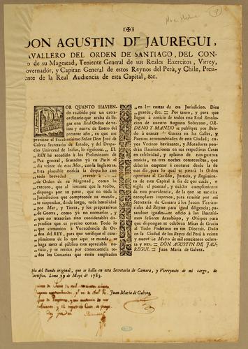Cover for Don Agustin de Jauregui, cavallero del Orden de Santiago, del consejo de Su Magestad, teniente general de sus Reales Exercitos, virrey