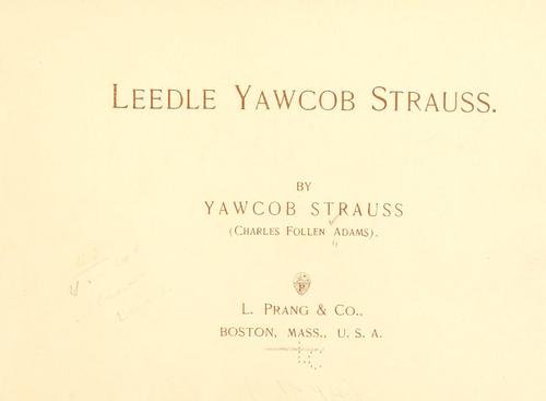 Cover for Leedle Yawcob Strauss.