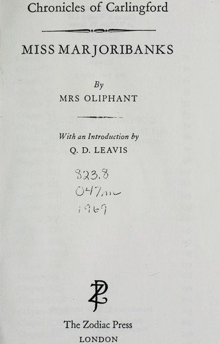 Cover for Miss Marjoribanks