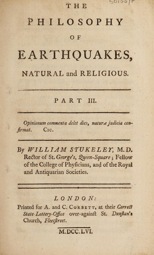 Cover for The philosophy of earthquakes, natural and religious