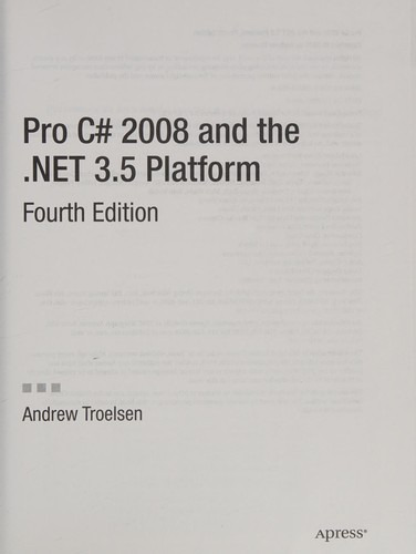 Cover for Pro C# 2008 and the .NET 3.5 platform