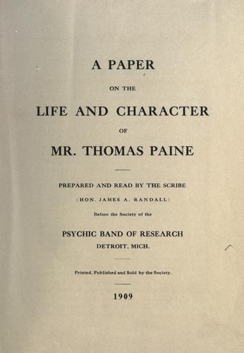 Cover for A paper on the life and character of Mr. Thomas Paine