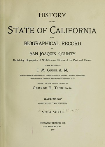Cover for History of the State of California and biographical record of San Joaquin County