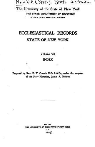 Cover for Ecclesiastical Records, State of New York