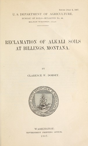 Cover for Reclamation of alkali soils at Billings, Montana.