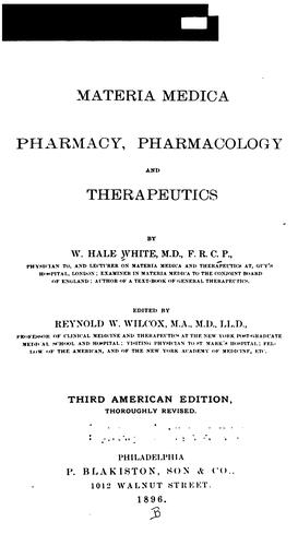 Cover for Materia medica, pharmacy, pharmacology and therapeutics
