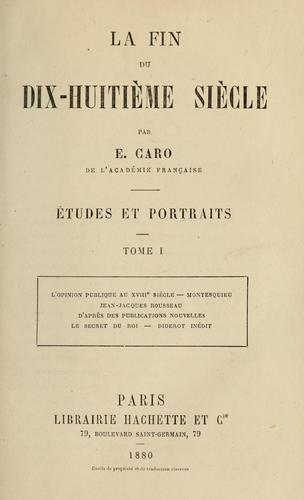 Cover for La fin du dix-huitième siècle