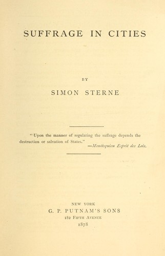 Cover for Suffrage in cities.