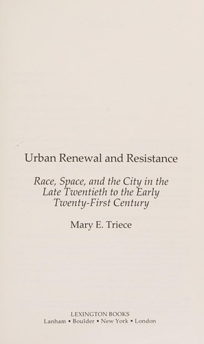 Cover for Urban Renewal and Resistance
