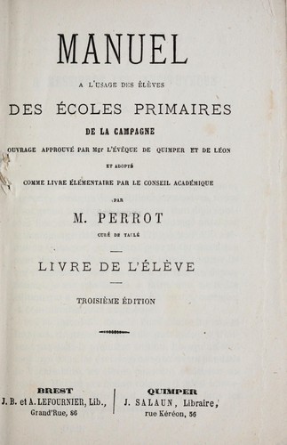 Cover for Manuel l'usage des es des oles primaires de la campagne.
