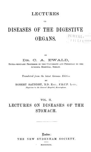 Cover for Lectures on diseases of the digestive organs