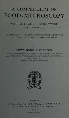 Cover for A compendium of food-microscopy with sections on drugs, water, and tobacco