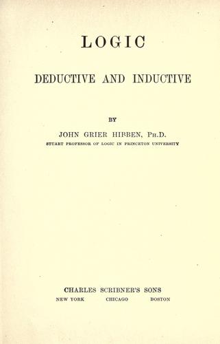 Cover for Logic, deductive and inductive