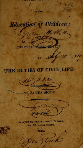Cover for Observations on the education to children