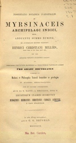 Cover for Commentatio de myrsinaceis archipelagi Indici
