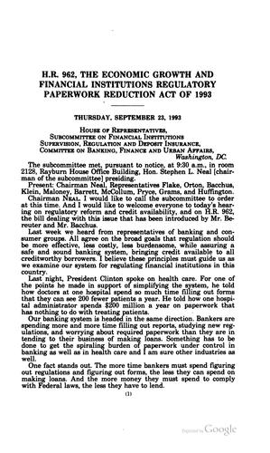 Cover for H.R. 962, the Economic Growth and Financial Institutions Regulatory ...