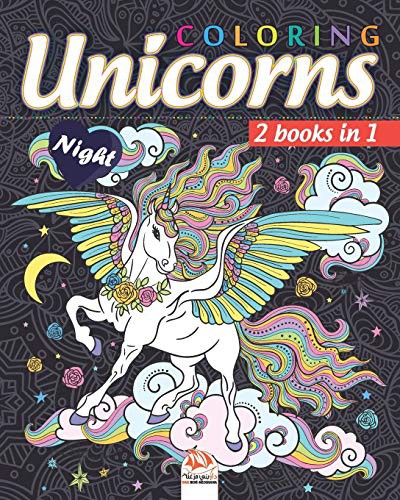 Cover for Coloring Unicorns – 2 books in 1 - night