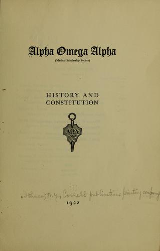 Cover for Alpha omega alpha (medical scholarship society)