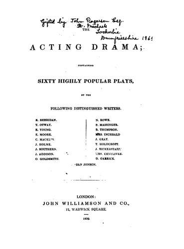 Cover for The acting drama; containing 60 plays