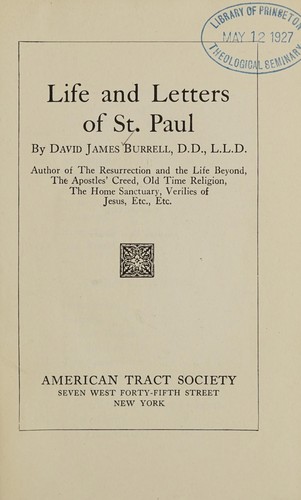 Cover for Life and letters of St. Paul