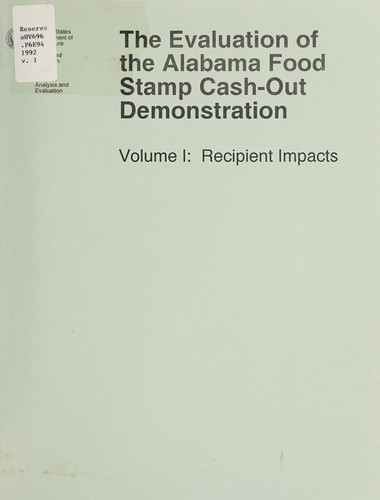 Cover for The Evaluation of the Alabama food stamp cash-out demonstration