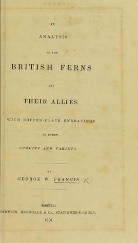 Cover for An analysis of the British ferns and their allies