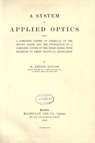 Cover for A system of applied optics