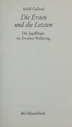 Cover for Die Ersten und die Letzten