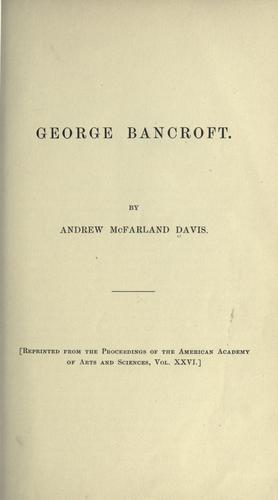 Cover for George Bancroft.