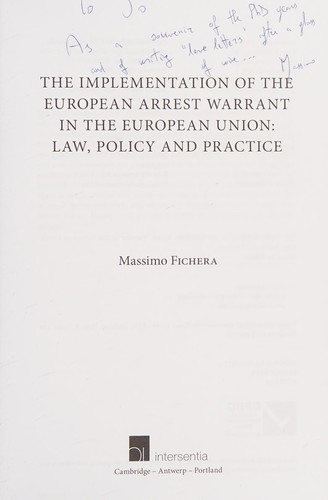 Cover for The implementation of the European Arrest Warrant in the European Union