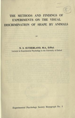 Cover for The methods and findings of experiments on the visual discrimination of shape by animals.