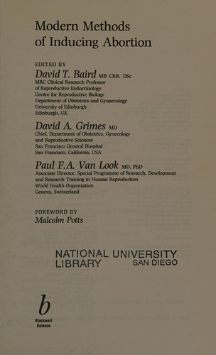 Cover for Modern methods of inducing abortion