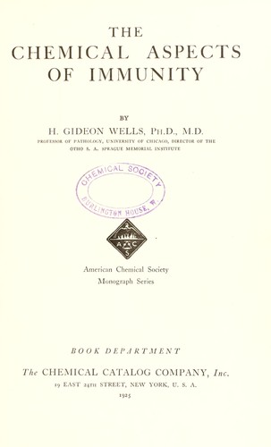 Cover for The chemical aspects of immunity