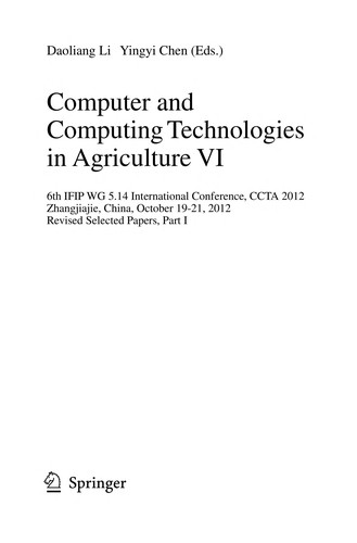Cover for Computer and Computing Technologies in Agriculture VI