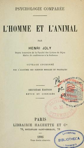 Cover for L'homme et l'animal