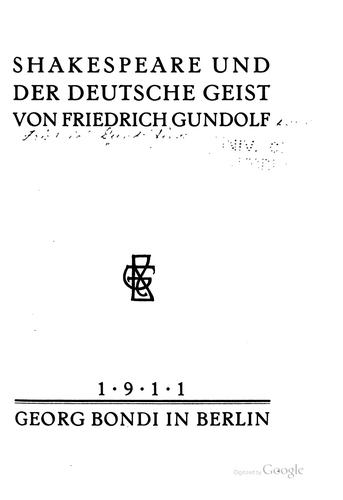 Cover for Shakespeare und der deutsche geise