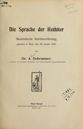 Cover for Die Sprache der Hethiter