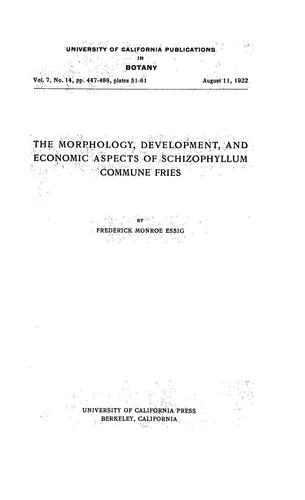 Cover for The morphology, development, and economic aspects of Schizophyllum commune Fries