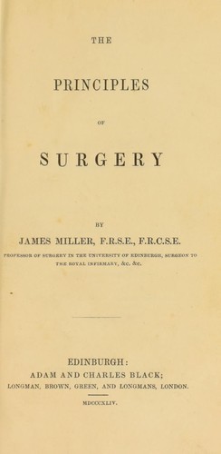 Cover for The principles of surgery