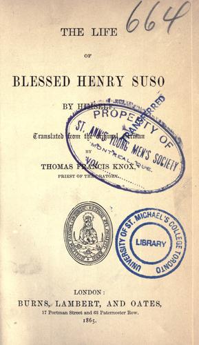 Cover for The life of Blessed Henry Suso