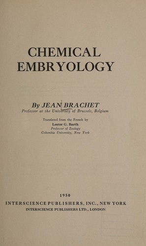 Cover for Chemical embryology.