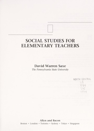 Cover for Social studies for elementary teachers