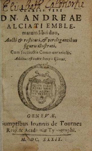 Cover for Clariss. viri Dn. Andreae Alciati Emblematum libri duo